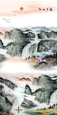 Mua file gốc Tranh sơn thủy thác nước phong thủy ST1009 (PSD) tại Filetranh.com