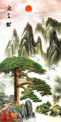 Tải file Tranh sơn thủy thác nước phong thủy ST1018 (PSD) cho in tranh 3D