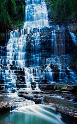 File gốc in mica Tranh sơn thủy thác nước phong thủy ST1028 chất lượng