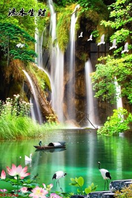 File gốc Tranh sơn thủy thác nước phong thủy ST1036 (cho in UV) siêu nét