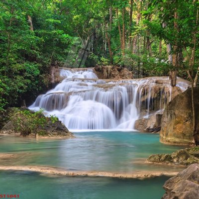 File gốc Tranh sơn thủy thác nước phong thủy ST1041 (cho in 3D) độc đáo