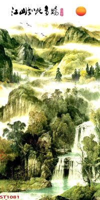 Tải file Tranh sơn thủy thác nước phong thủy ST1081 (ảnh gốc) độ phân giải 300dpi