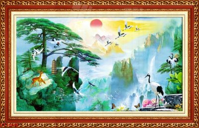 Tải file tranh Tranh sơn thủy thác nước phong thủy ST1096 (gốc) tại Filetranh.com