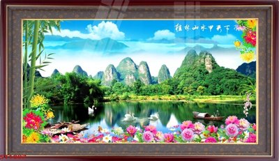 File in ấn Tranh sơn thủy thác nước phong thủy ST1097 (bản gốc) sắc nét