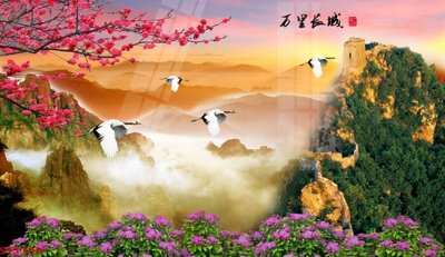 File gốc Tranh sơn thủy thác nước phong thủy ST1133 (chủ đề hiện đại) trang trí