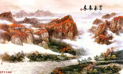 Ảnh gốc Tranh sơn thủy thác nước phong thủy ST1144 (siêu chi tiết) để in ấn