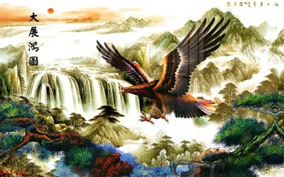 File tranh Tranh sơn thủy thác nước phong thủy ST1151 (gốc) chủ đề con người