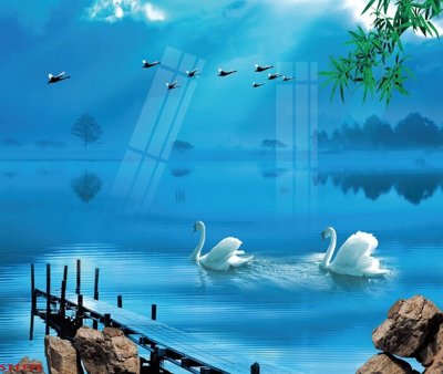 File in ấn Tranh sơn thủy thác nước phong thủy ST1173 (bản gốc) sắc nét