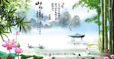 Download file Tranh sơn thủy thác nước phong thủy ST1191 (gốc) in mica đèn LED