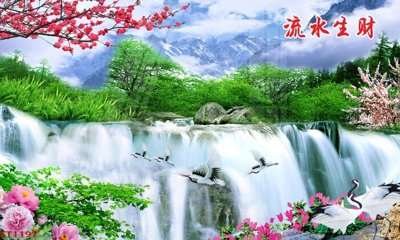 File tranh gốc Tranh sơn thủy thác nước phong thủy ST1197 (bản quyền) độc đáo