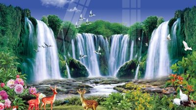 Hình ảnh gốc Tranh sơn thủy thác nước phong thủy ST1199 (để in khổ lớn)