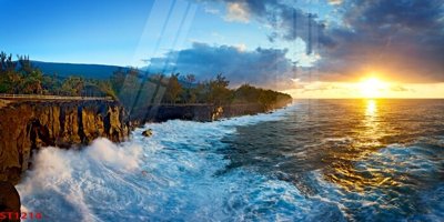 Ảnh gốc Tranh sơn thủy thác nước phong thủy ST1214 (độ nét cao) in tráng gương