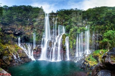 File PSD Tranh sơn thủy thác nước phong thủy ST1222 (nguyên bản) cho thiết kế