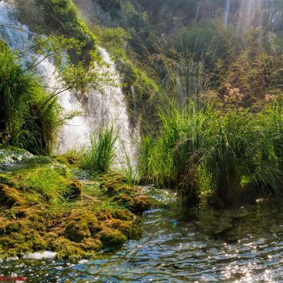 File gốc Tranh sơn thủy thác nước phong thủy ST1235 (dành cho trang trí nội thất)