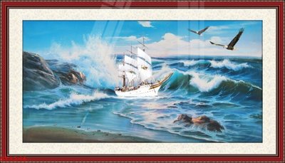 File in trần Tranh sơn thủy thác nước phong thủy ST1248 (bản gốc) mây trời