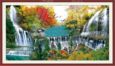 File gốc Tranh sơn thủy thác nước phong thủy ST1252 (cho in ấn) từ kho Filetranh