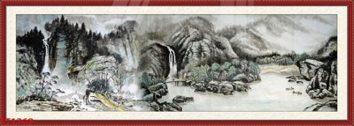 File gốc Tranh sơn thủy thác nước phong thủy ST1269 (phong cách) tối giản