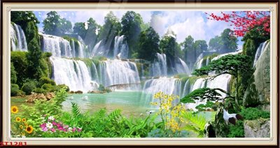 File tranh Tranh sơn thủy thác nước phong thủy ST1281 (gốc) chủ đề trẻ em