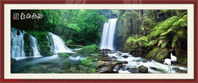 File gốc Tranh sơn thủy thác nước phong thủy ST1289 (PNG) chất lượng cao