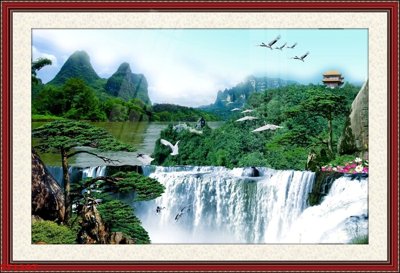 Tải file Tranh sơn thủy thác nước phong thủy ST1297 (ảnh gốc) file TIFF