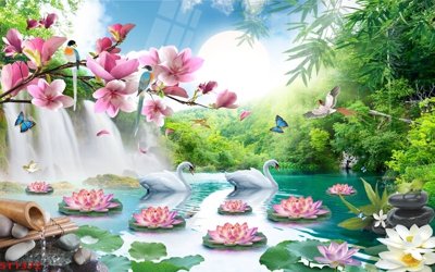 Mua file gốc Tranh sơn thủy thác nước phong thủy ST1372 (chất lượng) tại Filetranh.com