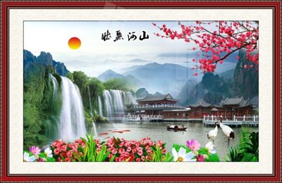 Tải file Tranh sơn thủy thác nước phong thủy ST1444 (gốc) làm file quảng cáo