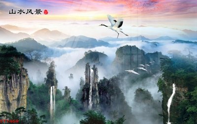 File in mica Tranh sơn thủy thác nước phong thủy ST1469 (ảnh gốc) đẹp