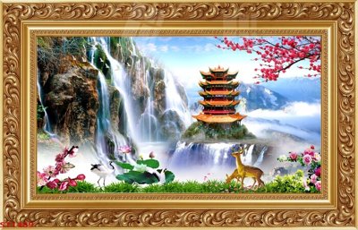 Tải file gốc Tranh sơn thủy thác nước phong thủy ST1489 (bản PSD) đầy đủ layer