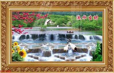 File gốc Tranh sơn thủy thác nước phong thủy ST1490 (AI/EPS) cho in ấn