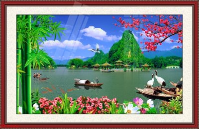 File PSD Tranh sơn thủy thác nước phong thủy ST1499 (bản gốc) đã tách nền