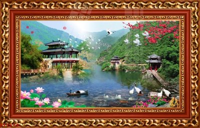 Hình ảnh gốc Tranh sơn thủy thác nước phong thủy ST1514 (để in khổ lớn)