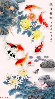 Chi tiết file ảnh Tranh sơn thủy thác nước phong thủy ST1521 sắc nét