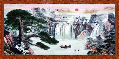 File gốc Tranh sơn thủy thác nước phong thủy ST1576 (PNG) chất lượng cao