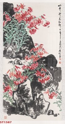 File in trần Tranh sơn thủy thác nước phong thủy ST1587 (file gốc) hoa văn 3D