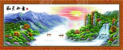 File gốc Tranh sơn thủy thác nước phong thủy ST1598 (phong cách) châu Âu