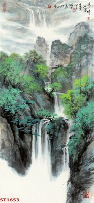 File tranh Tranh sơn thủy thác nước phong thủy ST1653 (ảnh gốc) sắc nét hoàn hảo