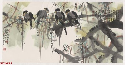 File tranh Tranh sơn thủy thác nước phong thủy ST1691 (ảnh gốc) in trần nhà