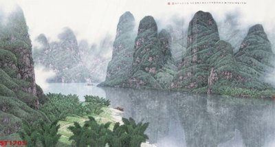 File in mica Tranh sơn thủy thác nước phong thủy ST1703 (bản gốc) làm vách ngăn