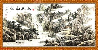 File ảnh Tranh sơn thủy thác nước phong thủy ST1726 (gốc) trang trí khách sạn