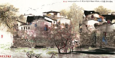 Download file Tranh sơn thủy thác nước phong thủy ST1741 (gốc) in mica cao cấp