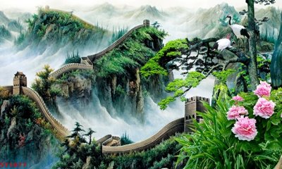 File tranh quảng cáo Tranh sơn thủy thác nước phong thủy ST1877 (file gốc) chuyên nghiệp