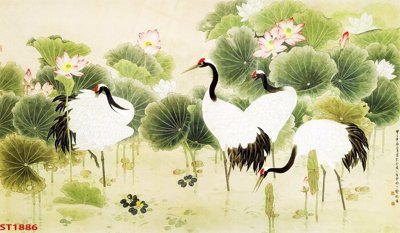 File tranh gốc in trần nhà Tranh sơn thủy thác nước phong thủy ST1886 3D