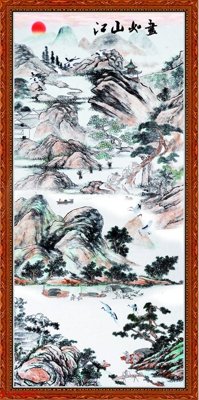 File in trần Tranh sơn thủy thác nước phong thủy ST1907 (bản gốc) bầu trời