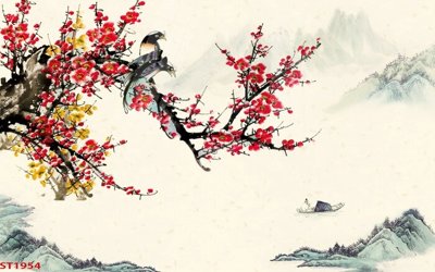 Tải file tranh Tranh sơn thủy thác nước phong thủy ST1954 (ảnh gốc) ngay