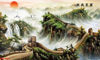 File ảnh Tranh sơn thủy thác nước phong thủy ST1961 (gốc) in biển hiệu