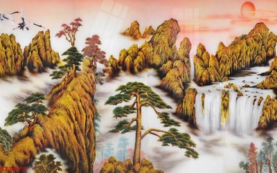 File gốc Tranh sơn thủy thác nước phong thủy ST1975 (dành cho quảng cáo)