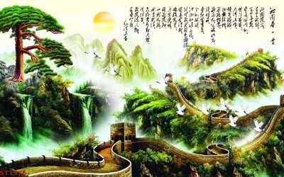 Tải file gốc Tranh sơn thủy thác nước phong thủy ST1976 (in khổ lớn) không vỡ