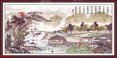 File tranh Tranh sơn thủy thác nước phong thủy ST1980 (gốc) chủ đề trẻ em