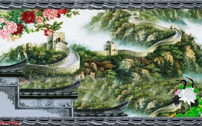 File tranh gốc PSD Tranh sơn thủy thác nước phong thủy ST1985 còn nguyên layer