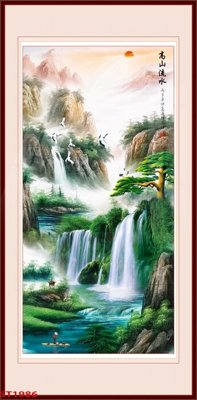 File PSD Tranh sơn thủy thác nước phong thủy ST1986 (chất lượng in ấn)